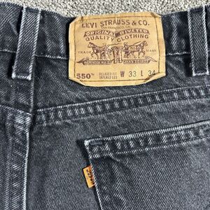 Vintage Levis 550 Jeans Mens 32x28 Black Orange Tab Made USA 1994 Tapered Leg